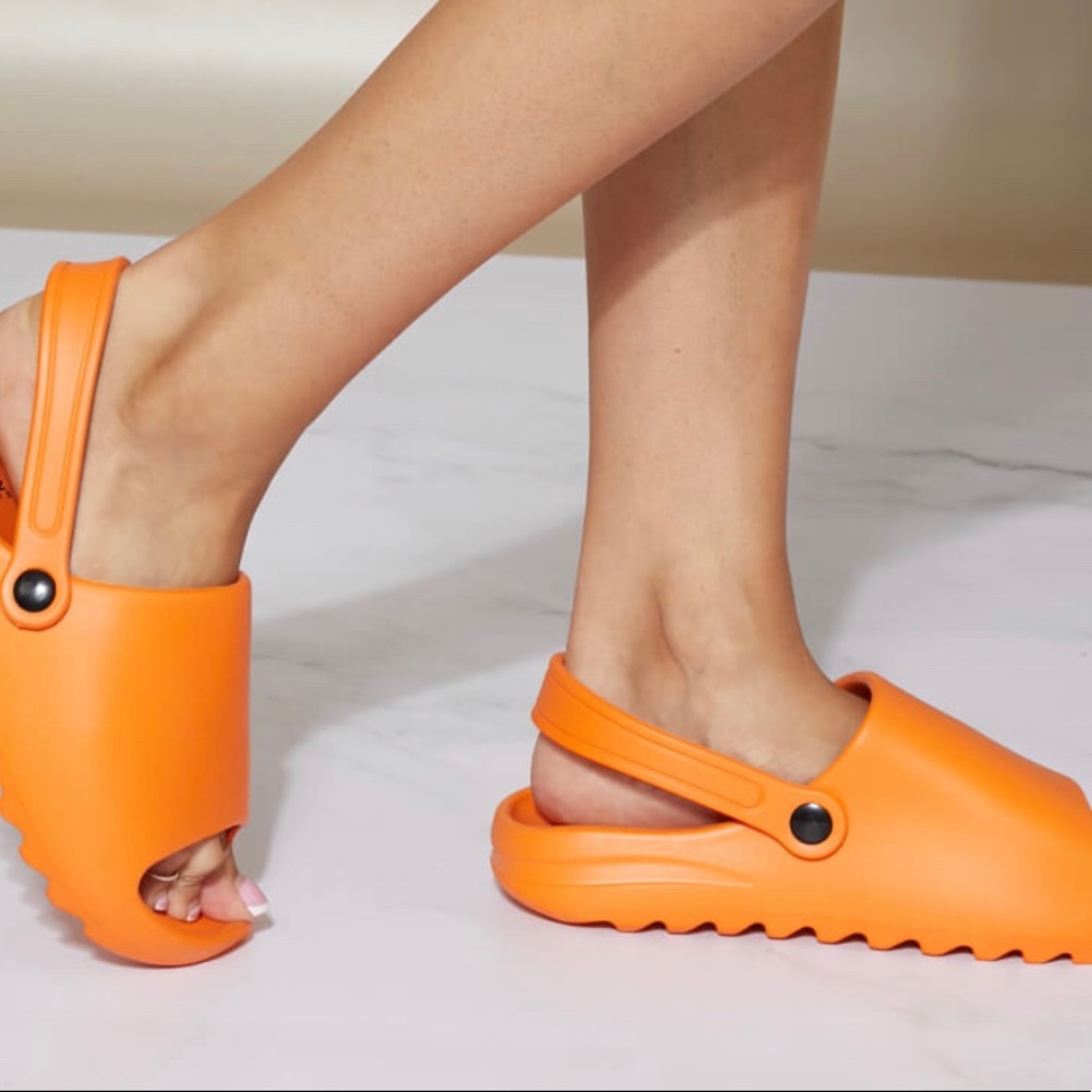 Open-Toe Pillow Slide Slingbacks